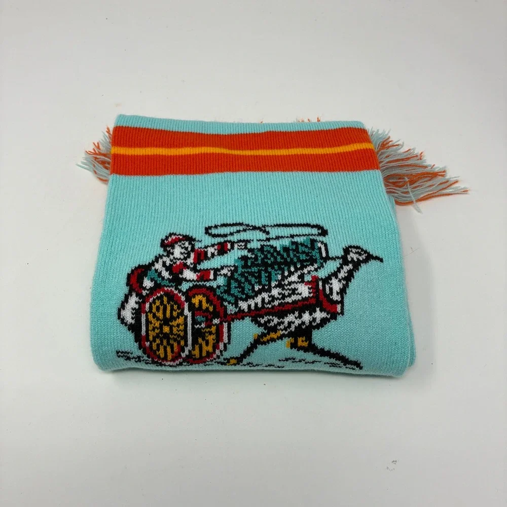 Shanky's Whip Irish Whiskey Knit‎ Scarf Aqua Blue Orange Ostrich Logo Promo